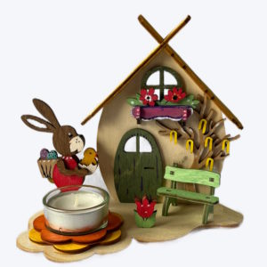 Teelicht Hase vor Haus